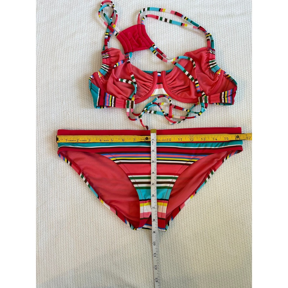 Profile Blush by Gottex Candycane Underwire Striped Bikini Top & Bottom Sz. M - Picture 3 of 10